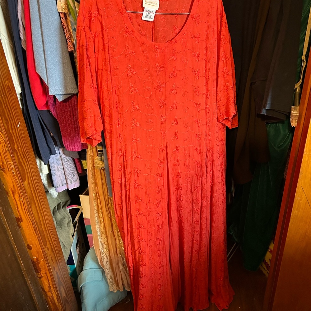 Roaman's Vibrant Red Maxi Dress